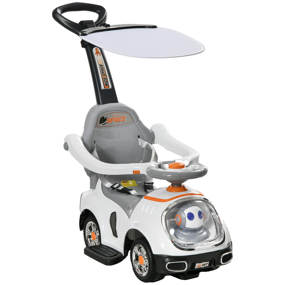 AIYAPLAY 3-in-1 Ride-On Push Car: Cartoon Robot with Light-Up Eyes