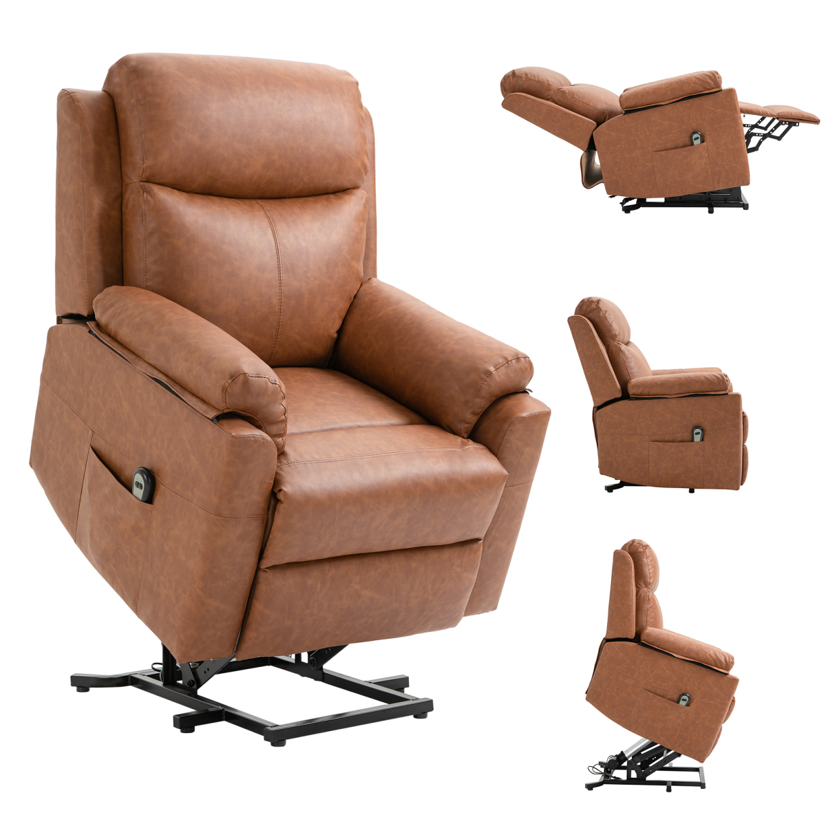Power Lift Chair: Electric Riser Recliner with Remote - Brown