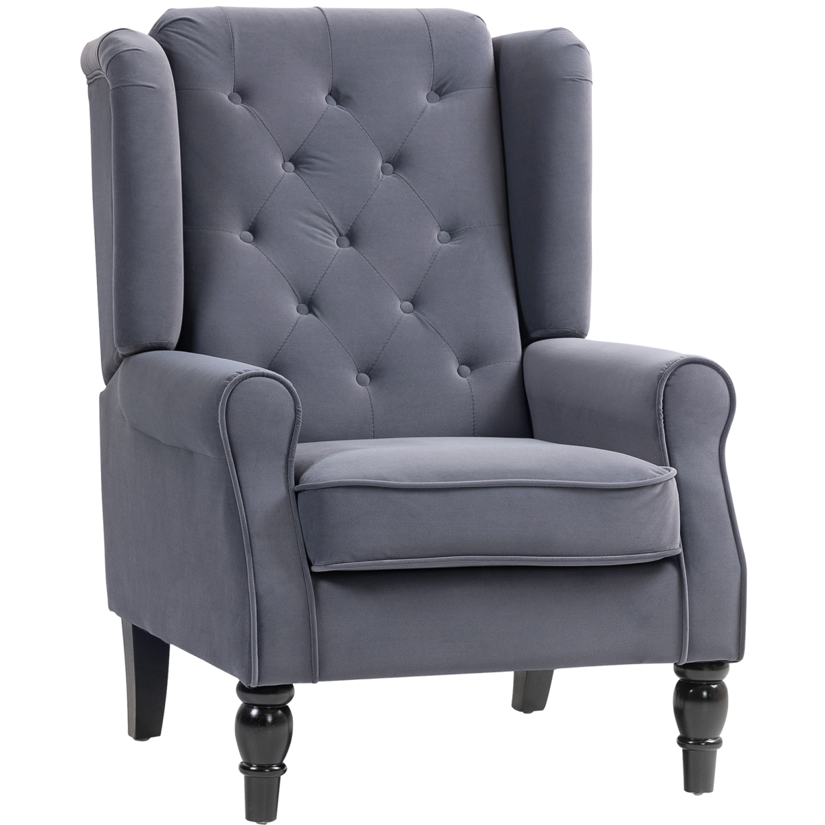 Vintage Charm: Charcoal Grey Tufted Accent Armchair for Stylish Spaces