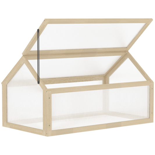 Wooden Cold Frame Greenhouse 90x52 cm with Polycarbonate Panels