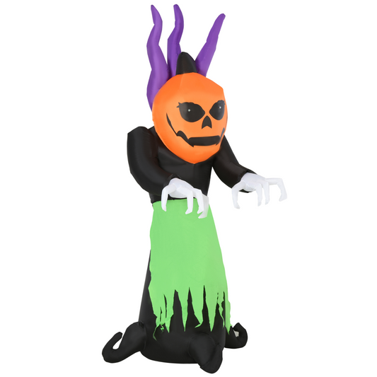240cm Halloween Pumpkin Ghost Inflatable with LED Eyes - Outdoor Decor