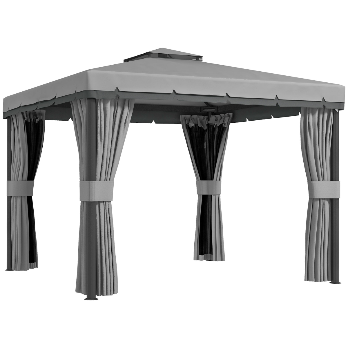 3x3m Patio Gazebo with Mosquito Netting - Light Gray