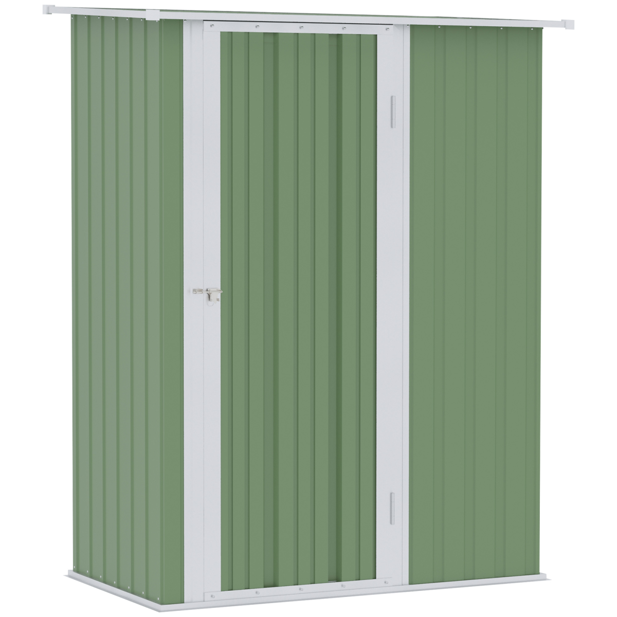 Green Garden Storage Shed with Sloped Roof and Lockable Door
