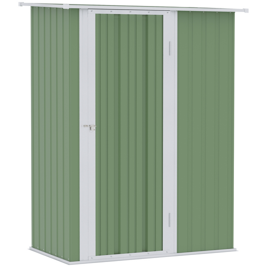 Green Garden Storage Shed with Sloped Roof and Lockable Door