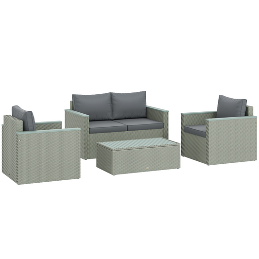 Chic 4-Piece Rattan Garden Set with Cushions - Light Grey Comfort!