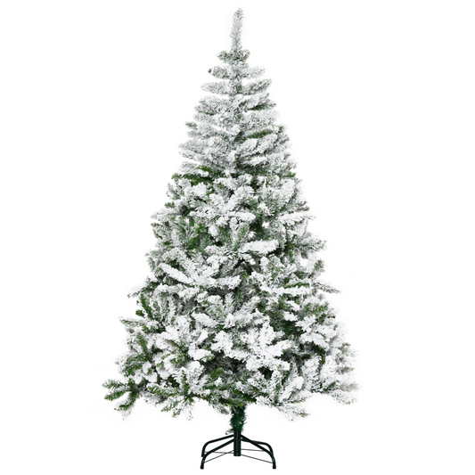 6ft Snow-Flocked Artificial Christmas Tree with Realistic Branch Tips