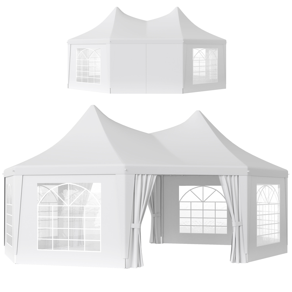 6.8x5m Elegant Octagonal Garden Gazebo - Heavy Duty Wedding Tent