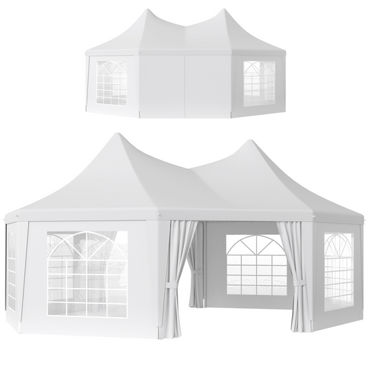 6.8x5m Elegant Octagonal Garden Gazebo - Heavy Duty Wedding Tent