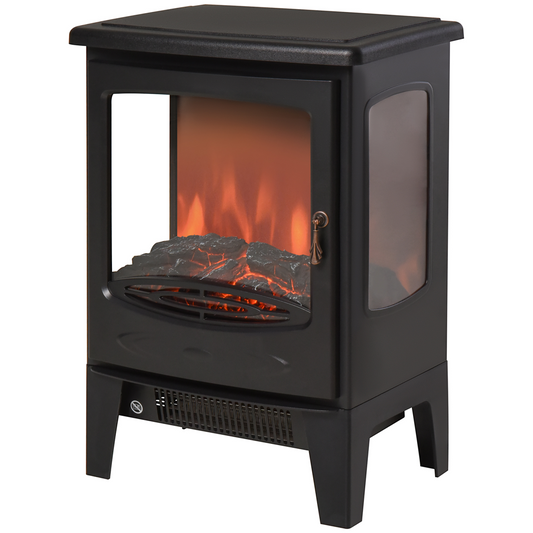 Cozy Retro Electric Fireplace Heater - 1800W Tempered Glass, Stylish & Safe