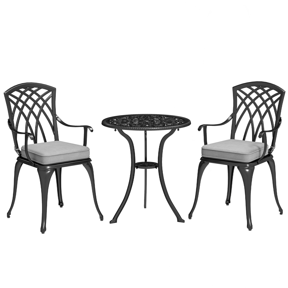 3-Piece Aluminium Garden Set: Round Table, Cushions, Parasol Hole