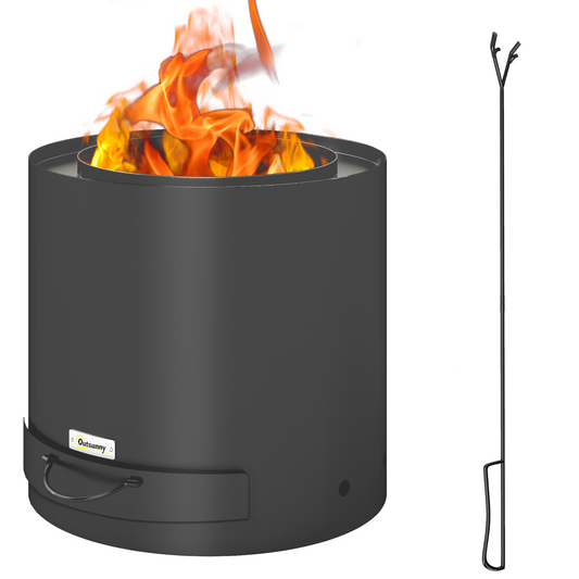 Portable Round Fire Pit: Easy Clean Ash Tray & Poker - Cozy Outdoor Nights