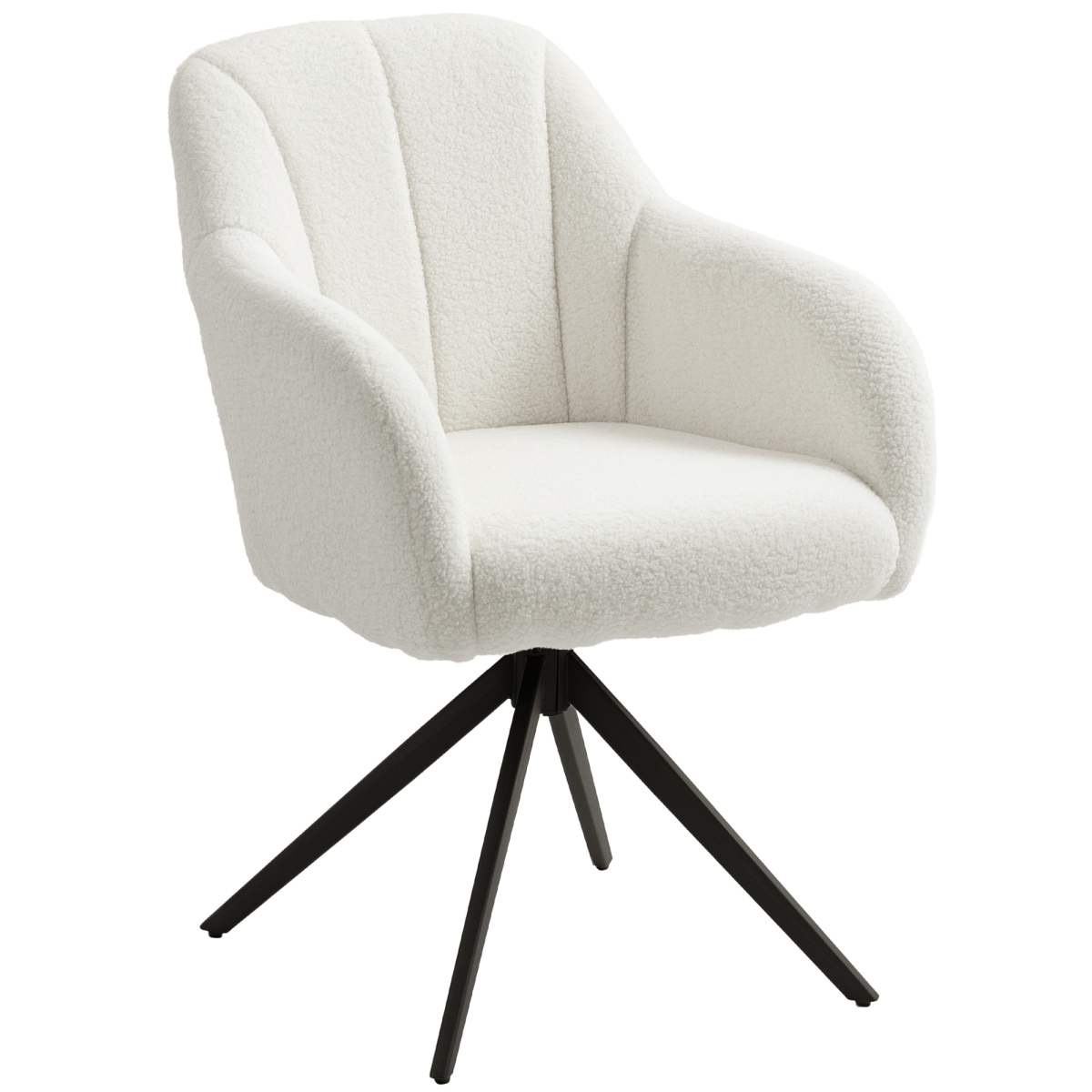 Cozy Chic: 360° Swivel Teddy Fleece Accent Chair in White