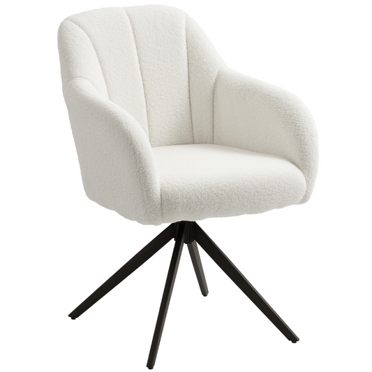 Cozy Chic: 360° Swivel Teddy Fleece Accent Chair in White
