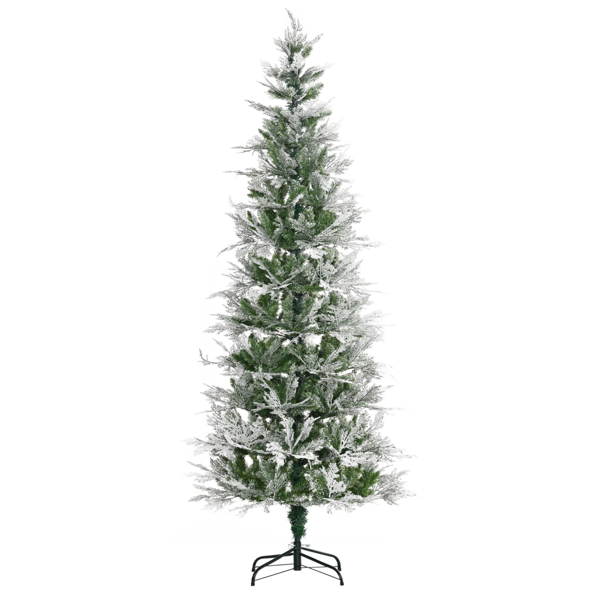 7 ft Snow-Flocked Pencil Christmas Tree with Metal Base