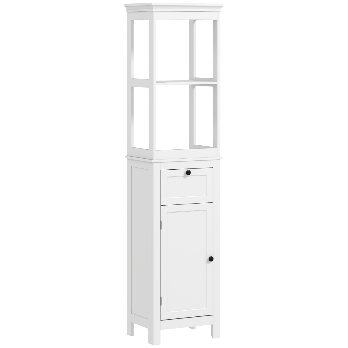 Slim Stylish Bathroom Storage Cabinet - Open Shelves & Drawer