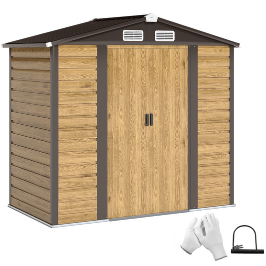 7x4ft Upgraded Metal Shed with Lock - Easy Assembly, Natural