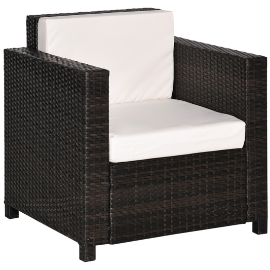 Fire-Resistant Rattan Garden Armchair, Brown - Single Sofa Chair