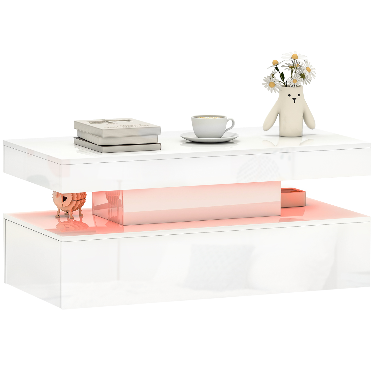 Glowing Elegance: LED Coffee Table with Storage & Modern Design