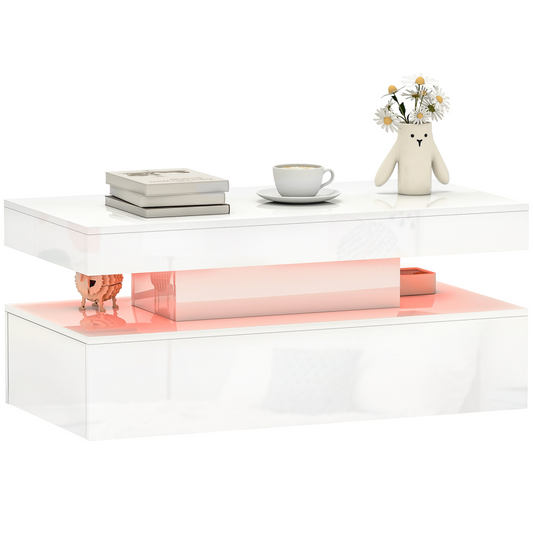 Glowing Elegance: LED Coffee Table with Storage & Modern Design