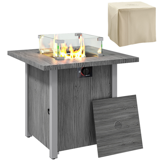 40,000 BTU Gas Fire Pit Table with Elegant Cover - Dark Grey