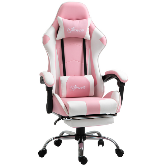 Pink Racing Gaming Chair with Lumbar Support - Ultimate Gamer Recliner