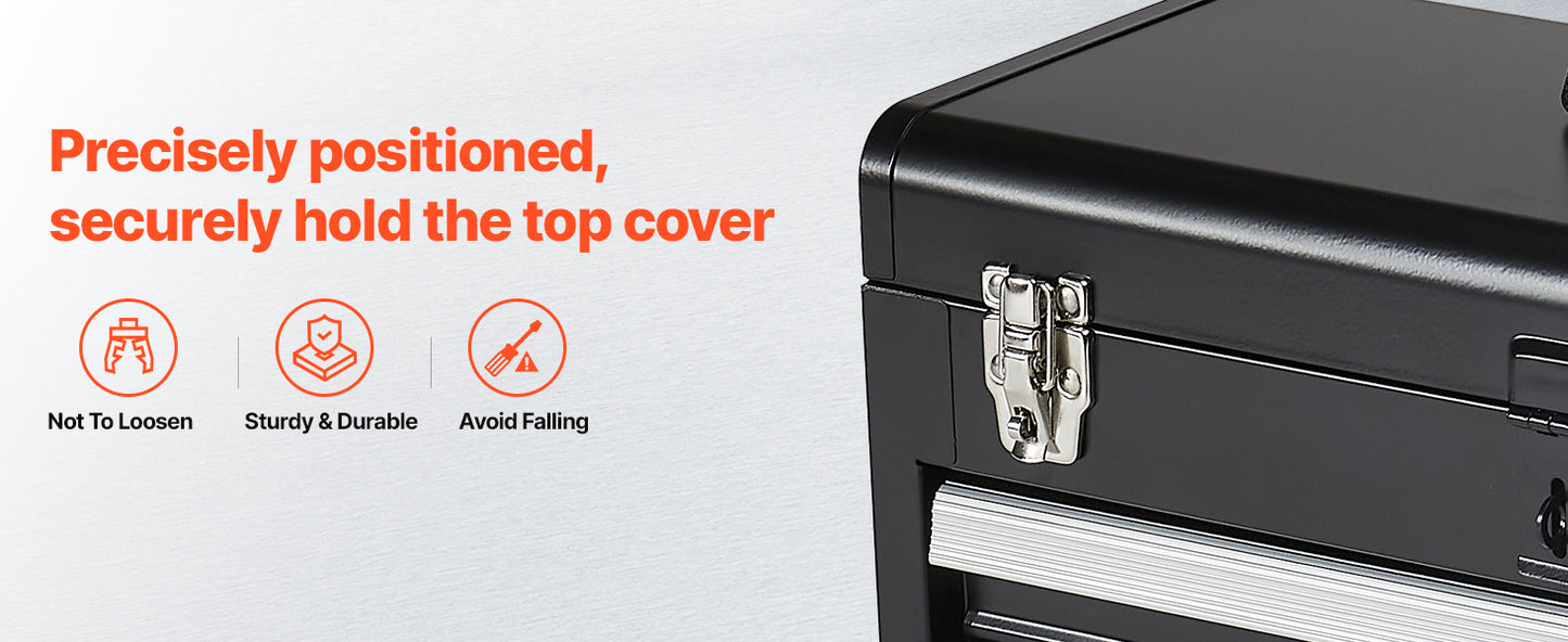 SucceBuy 20in 3-Drawer Metal Tool Box Black/Red Tool Chest with EVA Liners Multifunction Tool Organizer for Garage & Workshop