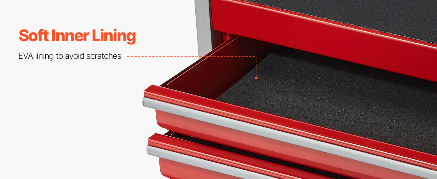 5-Drawer 8.6in Metal Tool Box Red/Black Portable Small Tool Chest with PP Feet Pads for Garage Workshop Tools Storage