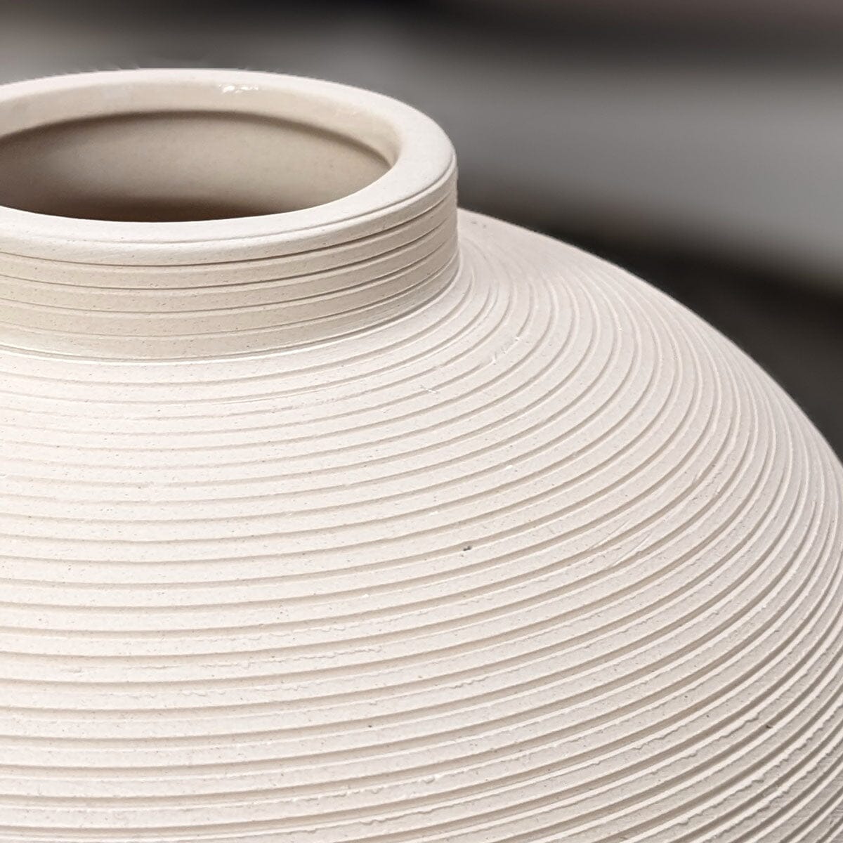 Solis Medium Rounded Stone Ceramic Neutral Vase