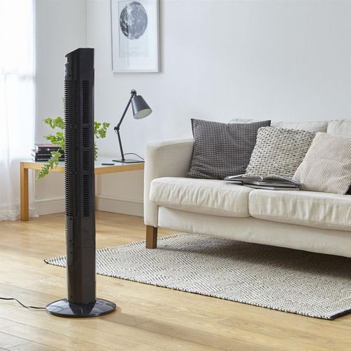 Neo 46" Black Tower Fan - Remote Control, LCD Display, 3 Speeds & 7.5-Hour Timer