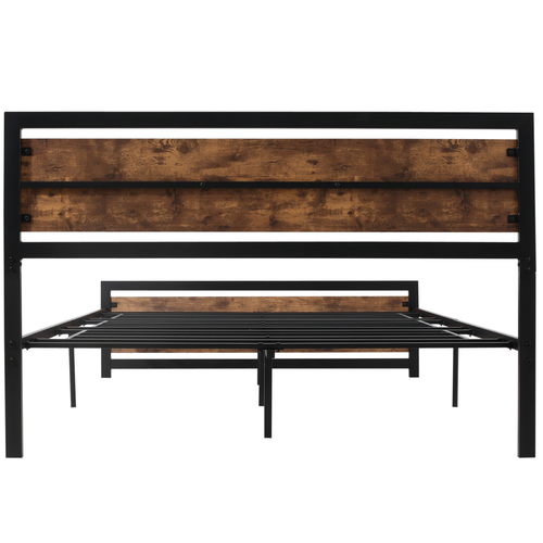 King Size Industrial Metal Bed Frame with Stylish Headboard & Footboard