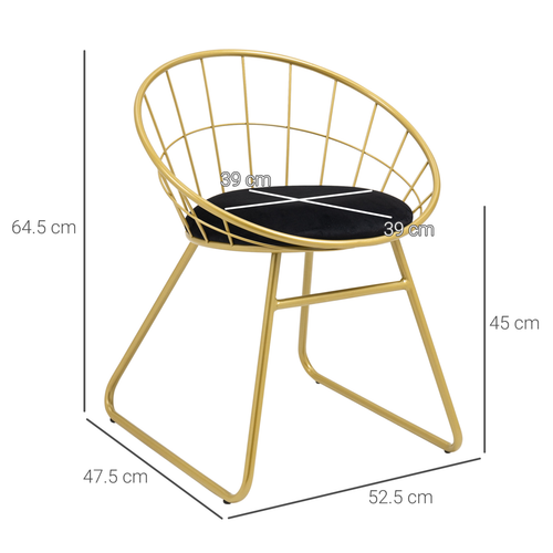 Chic Gold Metal Wire Dining Chairs Set of 2 - Stylish & Comfortable