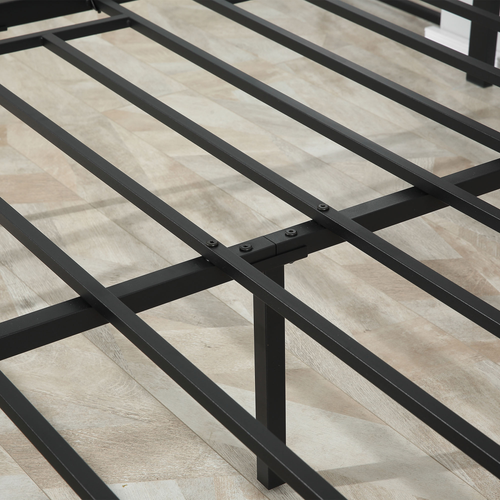 King Size Industrial Metal Bed Frame with Stylish Headboard & Footboard