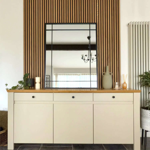Aimi Black Metal Rectangle Window Mirror - Modern Elegance for Every Space