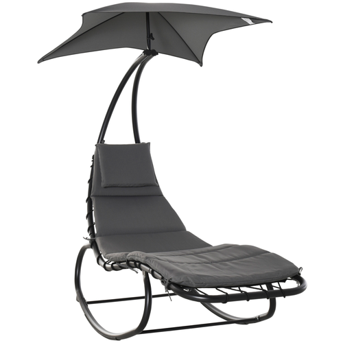 Patio Rocking Chaise Lounge with Canopy & Comfort Cushion