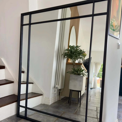 Aimi Black Metal Rectangle Window Mirror - Modern Elegance for Every Space