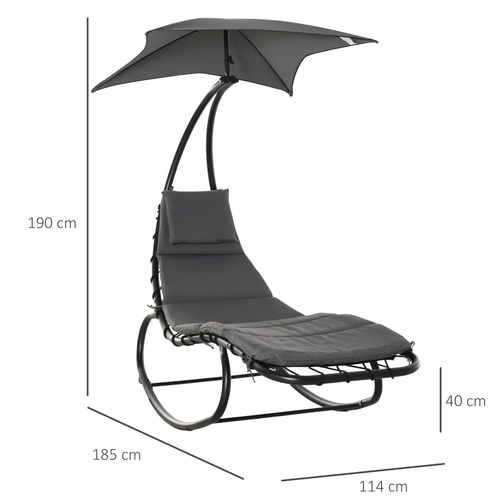 Patio Rocking Chaise Lounge with Canopy & Comfort Cushion