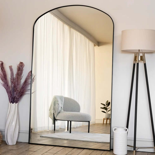 Yōko Gentle Arch Mirror - Striking Black Metal, 200cm x 120cm Elegance