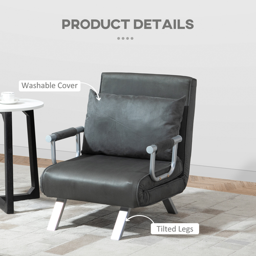 Versatile Foldable Sofa Bed Armchair - Space-Saving Comfort in Dark Grey