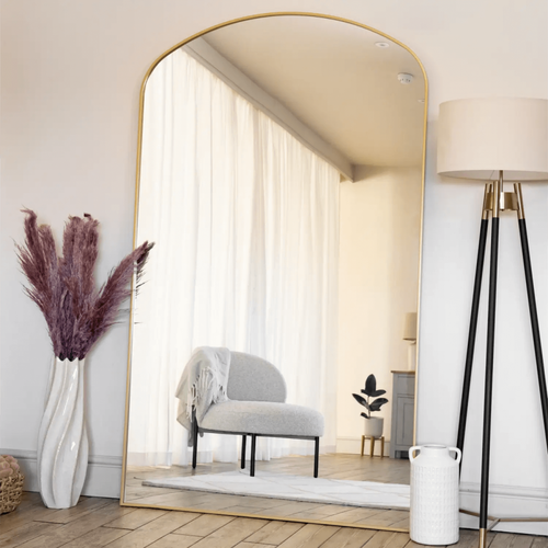 Yōko - Elegant Gold Metal Gentle Arch Mirror, 200cm x 120cm