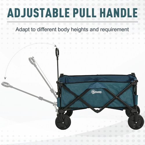 Pull Along Cart Folding Cargo Wagon Trailer Trolley For Beach Garden w/ Handle