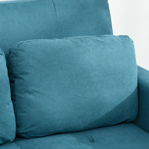 2-in-1 Sofa Bed: Stylish Comfort with Cushions & Pockets - Blue