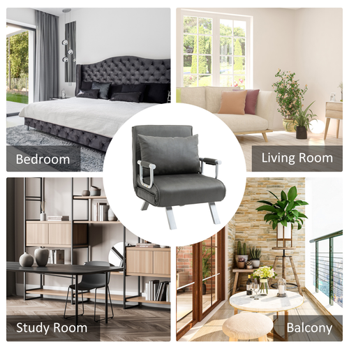 Versatile Foldable Sofa Bed Armchair - Space-Saving Comfort in Dark Grey
