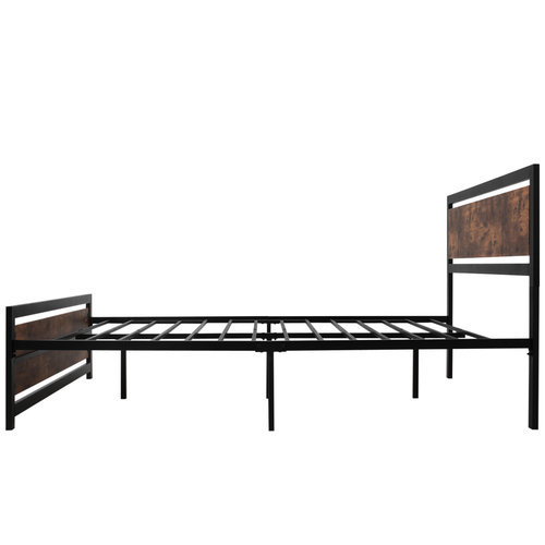 King Size Industrial Metal Bed Frame with Stylish Headboard & Footboard
