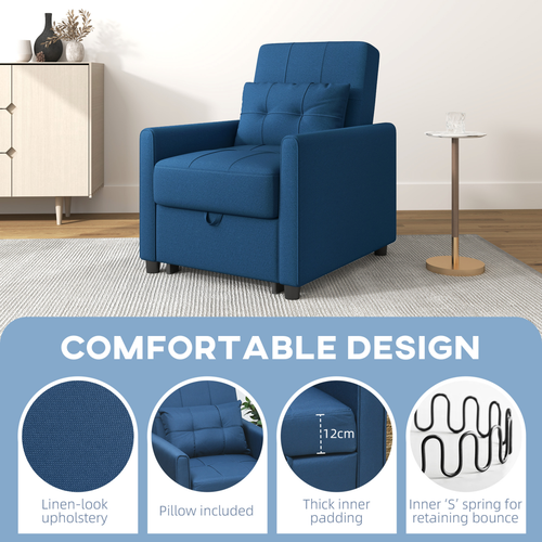 Transforming Sleeper Chair Bed: Comfort Meets Convenience in Blue