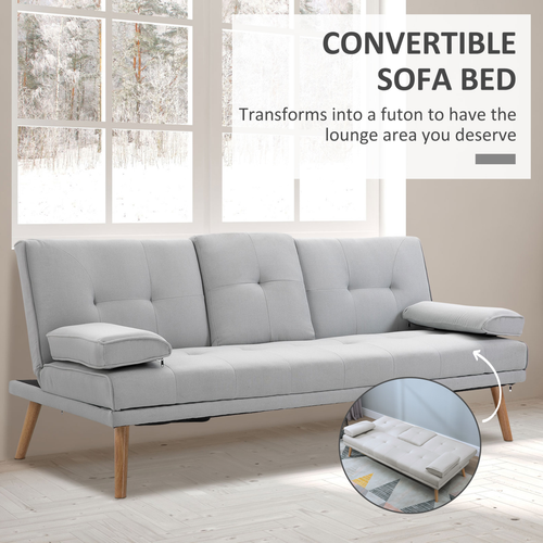 Versatile 3-Seater Scandi Sofa Bed with Adjustable Recline & Cupholder