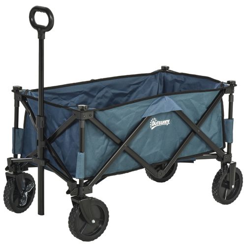 Pull Along Cart Folding Cargo Wagon Trailer Trolley For Beach Garden w/ Handle