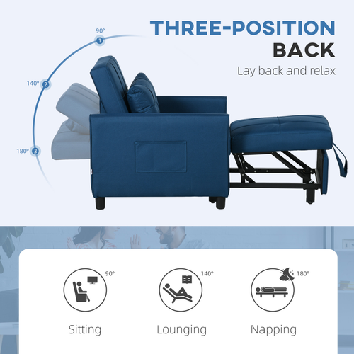 Transforming Sleeper Chair Bed: Comfort Meets Convenience in Blue