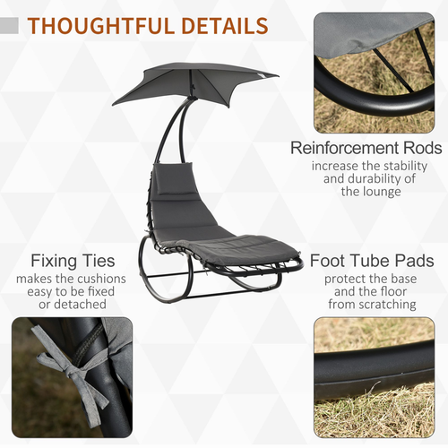 Patio Rocking Chaise Lounge with Canopy & Comfort Cushion