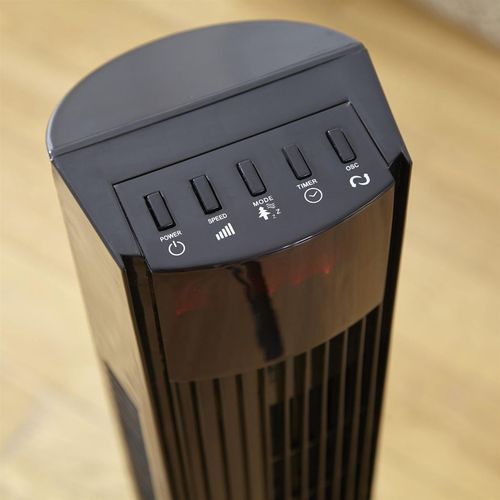 Neo 46" Black Tower Fan - Remote Control, LCD Display, 3 Speeds & 7.5-Hour Timer