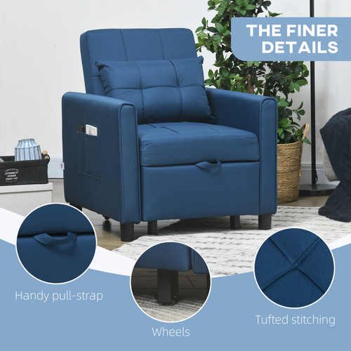 Transforming Sleeper Chair Bed: Comfort Meets Convenience in Blue